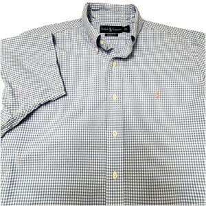 Ralph Lauren Classic Fit Blue Gingham Check Short Sleeve Shirt Size  Large